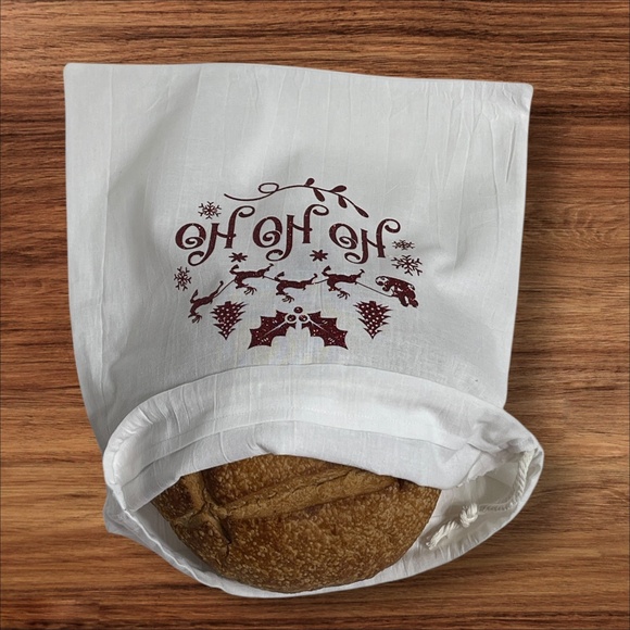 Christmas Cotton Linen Organic Bread Bag, Sourdough Bread Keeper, Baker's Bag - Picture 3 of 7